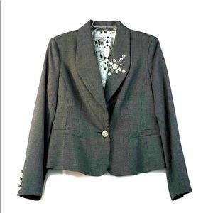 Women’s Gray Plaid Blazer and Pants Suit
